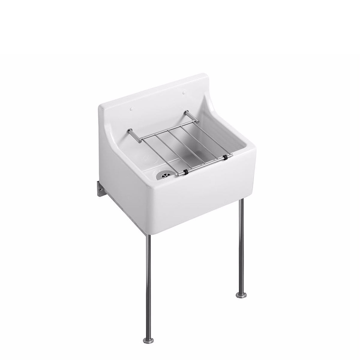 Armitage Shanks Birch 51cm cleaner's sink with fitted bucket grating.