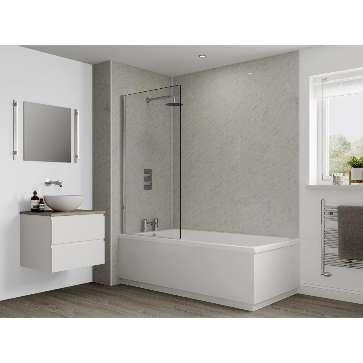 Multipanel Classic Bathroom Wall Panel Hydrolock 2400 x 1200mm Classic Marble M141 MPM141SHRHLTG17.