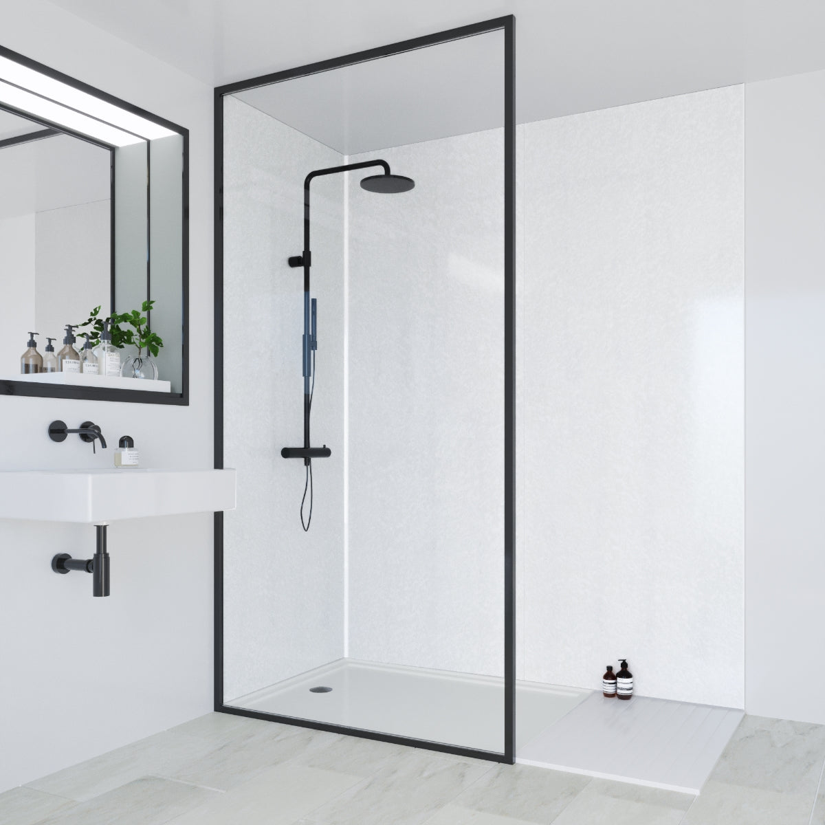 Multipanel Classic Bathroom Wall Panel Hydrolock 2400 x 1200mm Frost White MPM049SHRHLTG17.