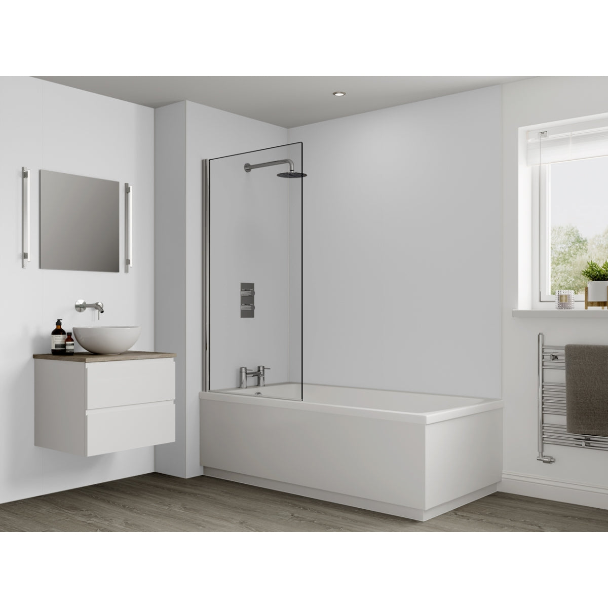 Multipanel Classic Bathroom Wall Panel Hydrolock 2400 x 900mm Natural White MPG85SHR9HLTG17.
