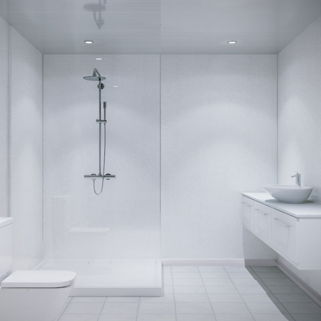 Multipanel Classic Bathroom Wall Panel Hydrolock 2400 x 900mm Frost White MPM049SHR9HLTG17.