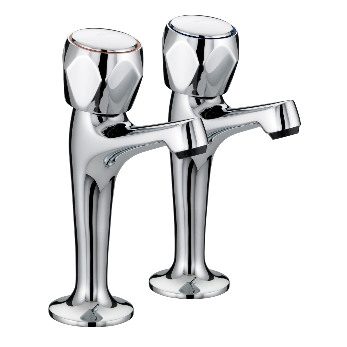 Bristan Value High Neck Pillar Taps inc Metal Heads Vachnkcmt Chrome VAC HNK C MT