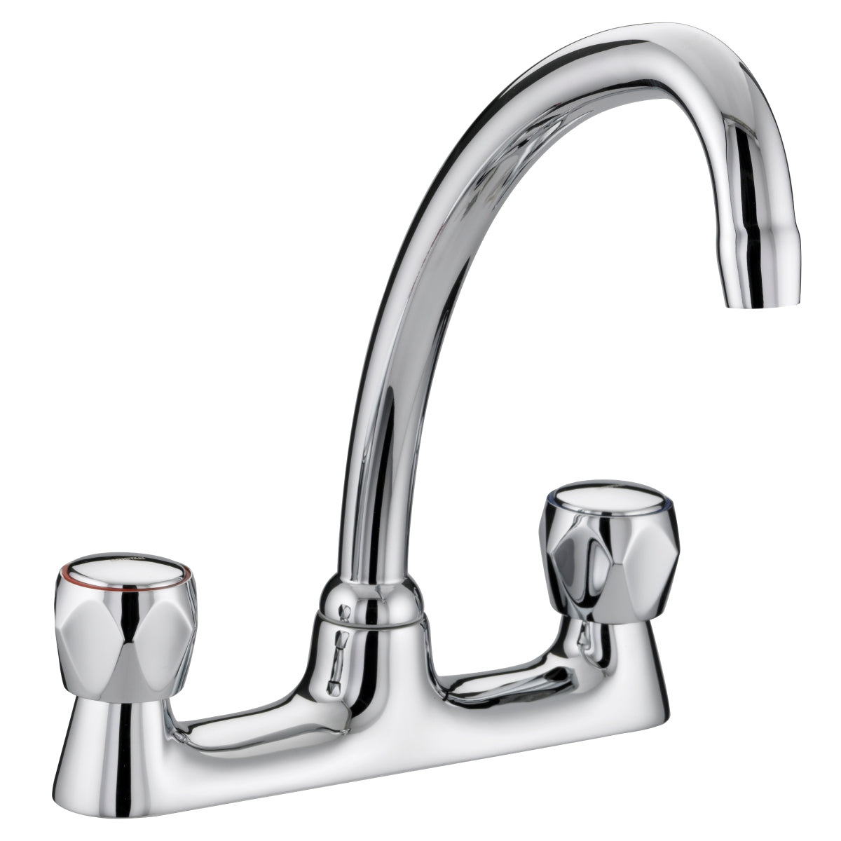 Bristan Value Budget Deck Sink Mixer inc Metal Heads Vacbdsmcmt Chrome VAC BDSM C MT