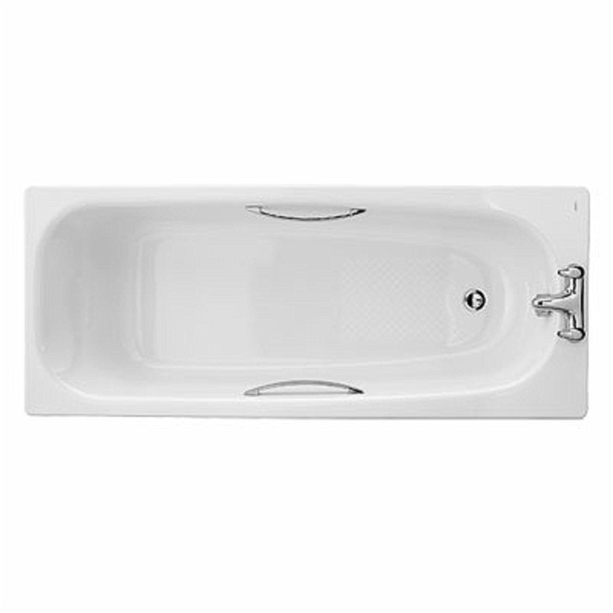 Twyford Shallow Steel Bath White 1700mm Slip Resistant.