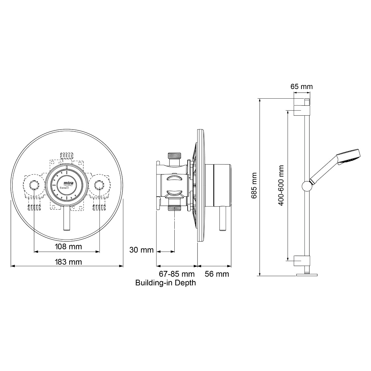 Mira Element BIV Built-in Mixer Shower Chrome 1.1656.002.