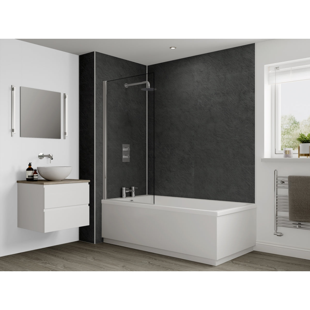 Multipanel Classic Bathroom Wall Panel Unlipped 2400 x 1200mm Riven Slate 2859 MP2859SHR.