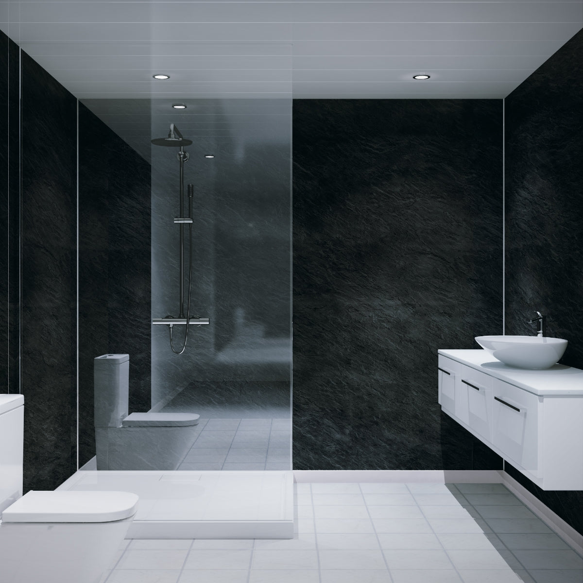 Multipanel Classic Bathroom Wall Panel Hydrolock 2400 x 900mm Riven Slate 2859 MP2859SHR9HLTG17.