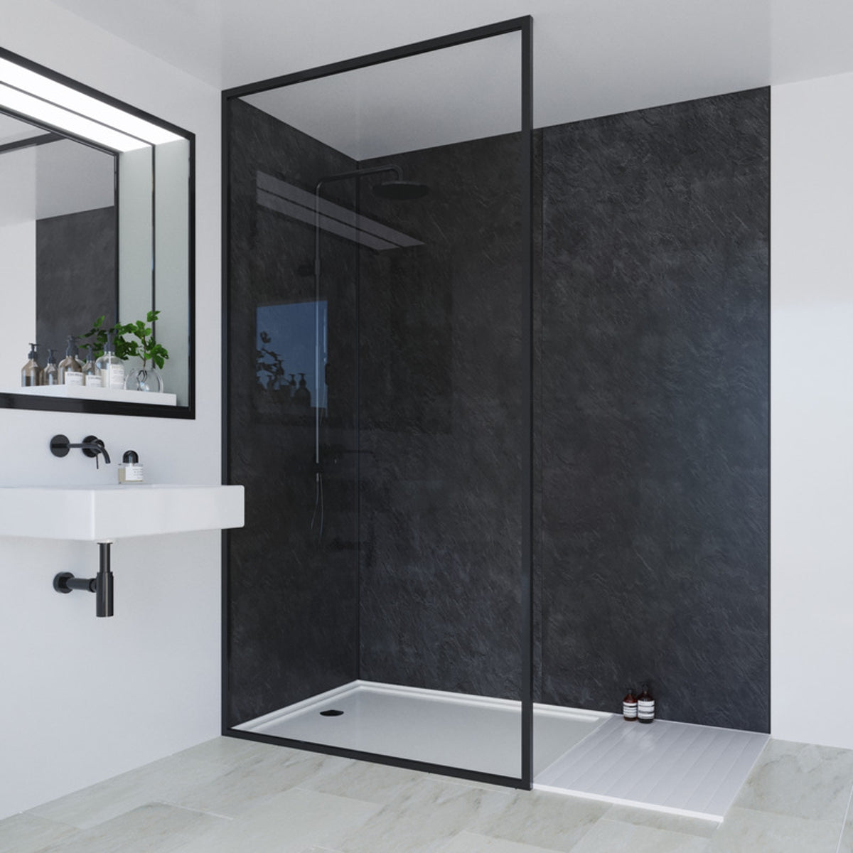 Multipanel Classic Bathroom Wall Panel Hydrolock 2400 x 900mm Riven Slate 2859 MP2859SHR9HLTG17.
