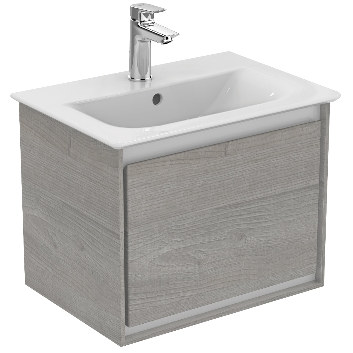 Ideal Standard Philosophy Furniture - 1 Drawer Mini Vanity Unit 500W x 400H x 360mmD, Wood Grey with Matt White Trim
