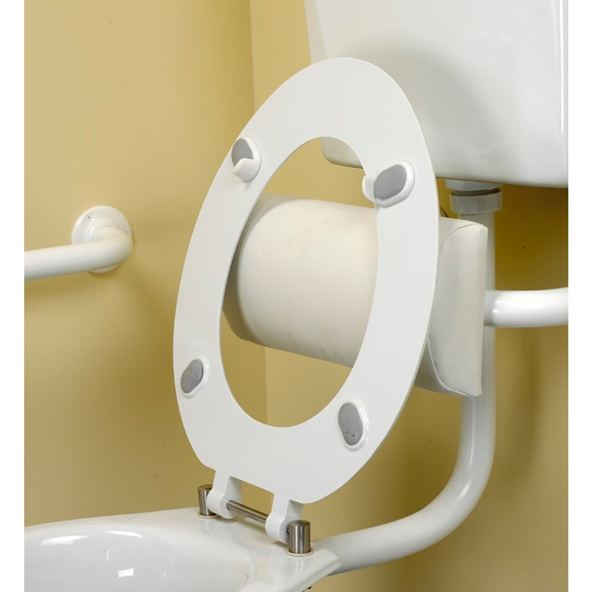 NYMAS Toilet Seat, Ring Only, St/steel Pillar Hinge, White.