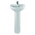 Twyford Alco handrinse basin with asymmetrical overflow: 40x33cm, Tap hole=centred, Overflow=visible, white