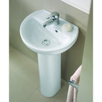 Twyford Alco handrinse basin with asymmetrical overflow: 40x33cm, Tap hole=centred, Overflow=visible, white