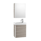 Roca Mini Basin, Mirrored Cabinet And Base Unit 450 X 250Mm - 1 Soft-Close Door - Textured Grey