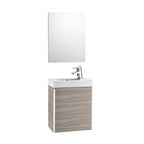 Roca Mini Basin, Mirror And Compact Vanity Unit 450 X 250mm - 1 Soft-Close Door - Textured Grey