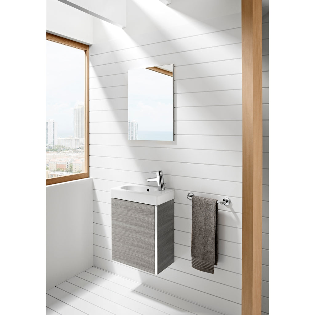 Roca Mini Basin, Mirror And Compact Vanity Unit 450 X 250mm - 1 Soft-Close Door - Textured Grey