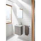 Roca Mini Basin, Mirror And Compact Vanity Unit 450 X 250mm - 1 Soft-Close Door - Textured Grey