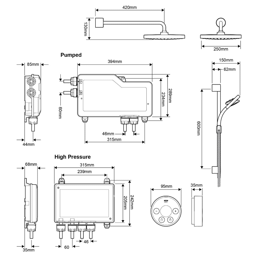 Mira Platinum Dual Rear Fed Digital Shower Mixer Chrome 1.1796.003.