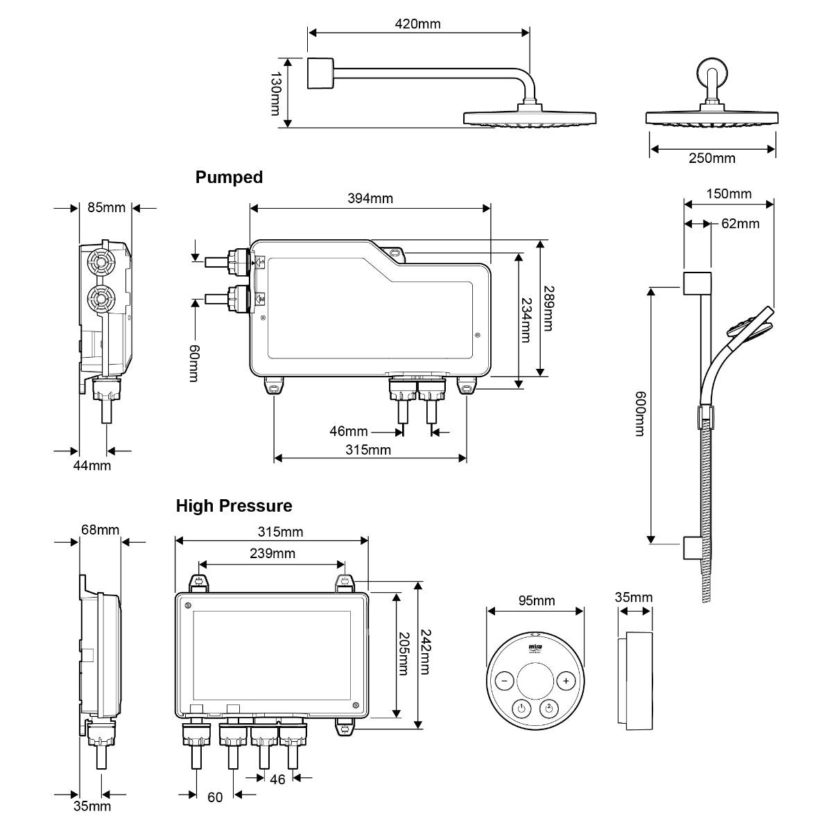 Mira Platinum Dual Rear Fed Digital Shower Mixer Chrome 1.1796.003.