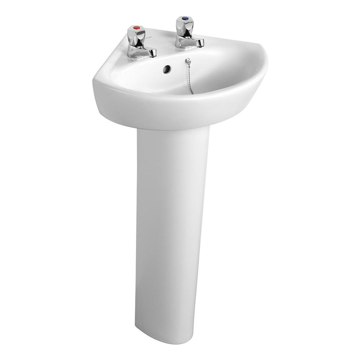 Armitage Shanks Sandringham 21 2 taphole corner wahbasin with overflow and chainstay hole