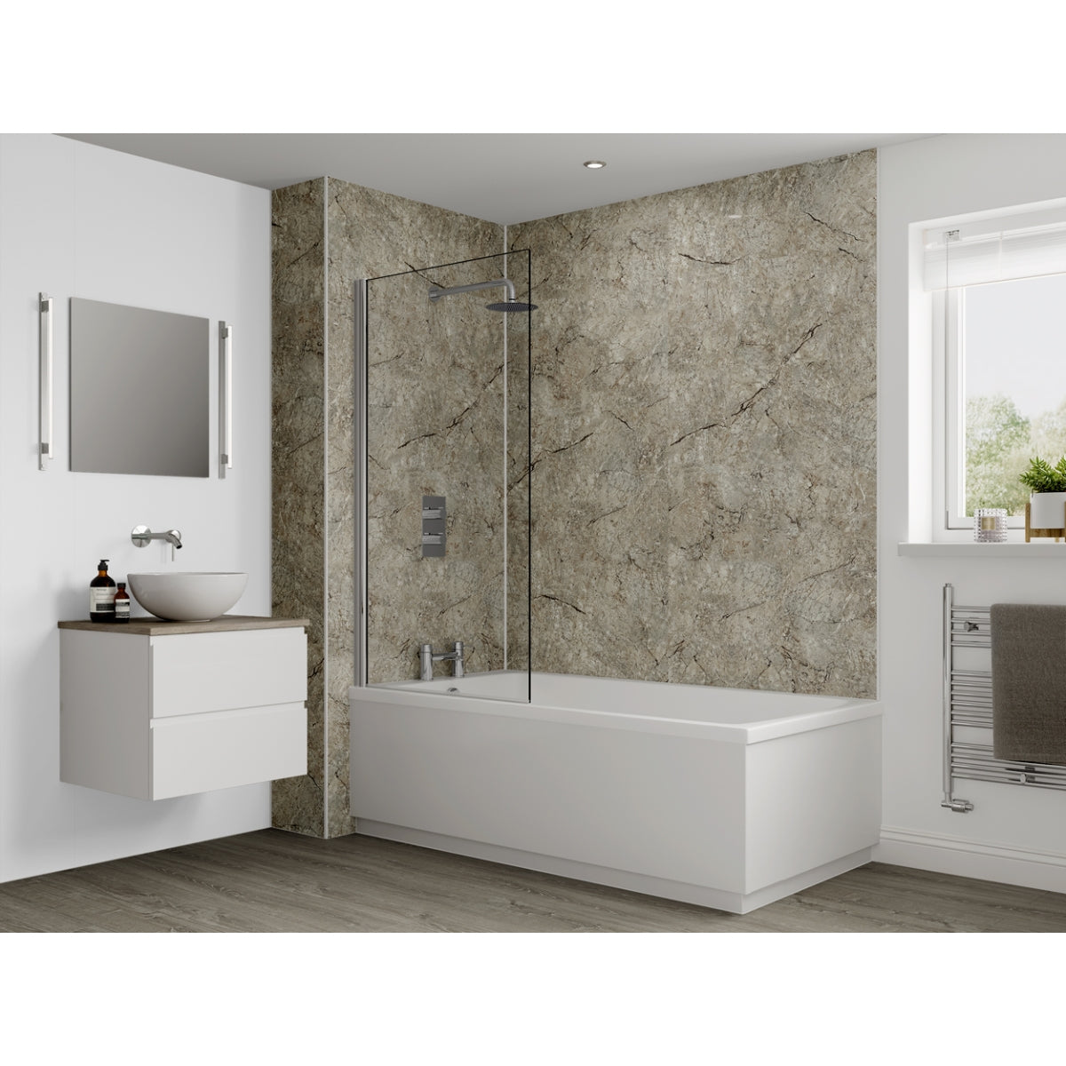 Multipanel Classic Bathroom Wall Panel Unlipped 2400 x 1200mm Antique Marble 701 MP701SHR.