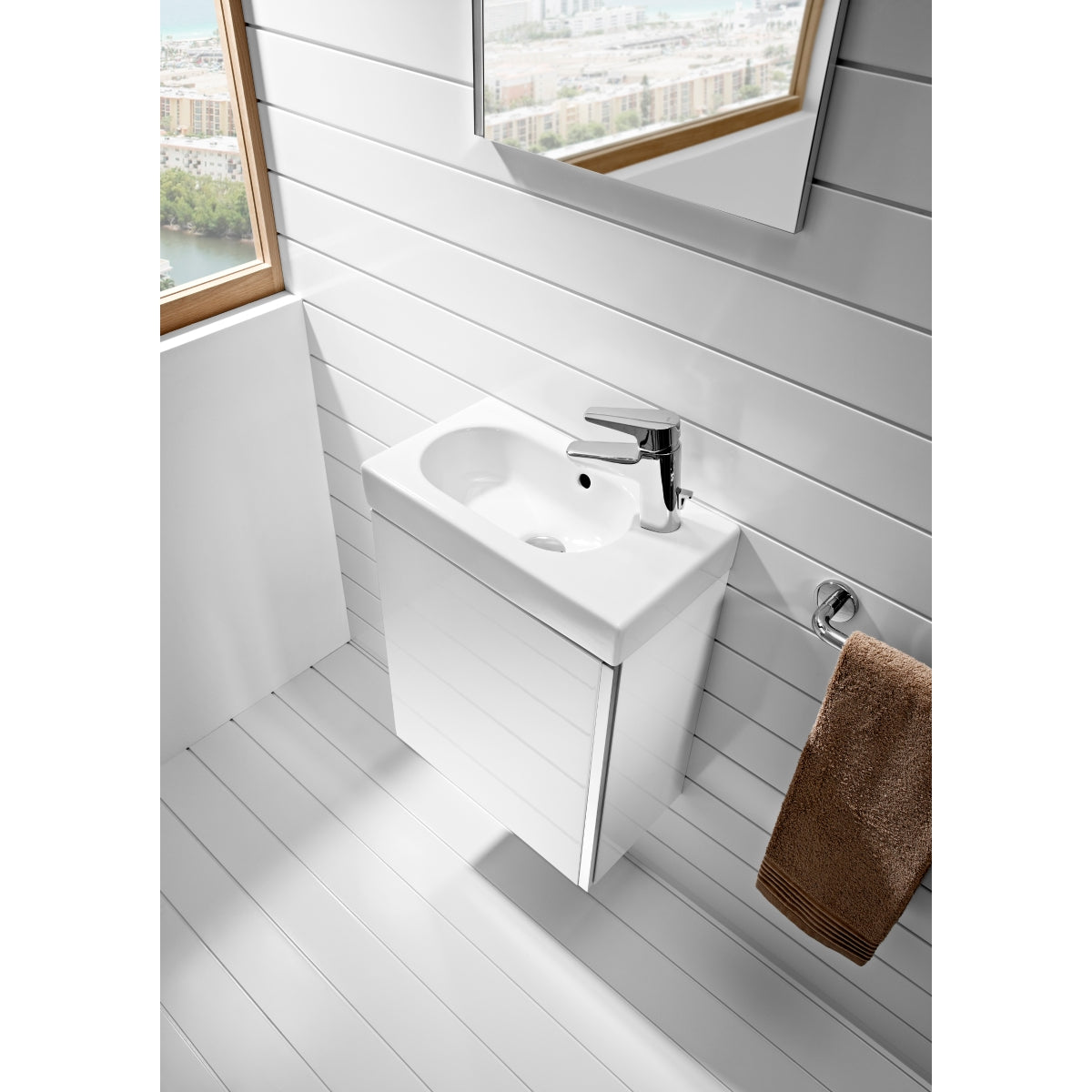Roca Mini Vanity Unit 450 X 250mm - 1 Soft-Close Door - Gloss Whitee
