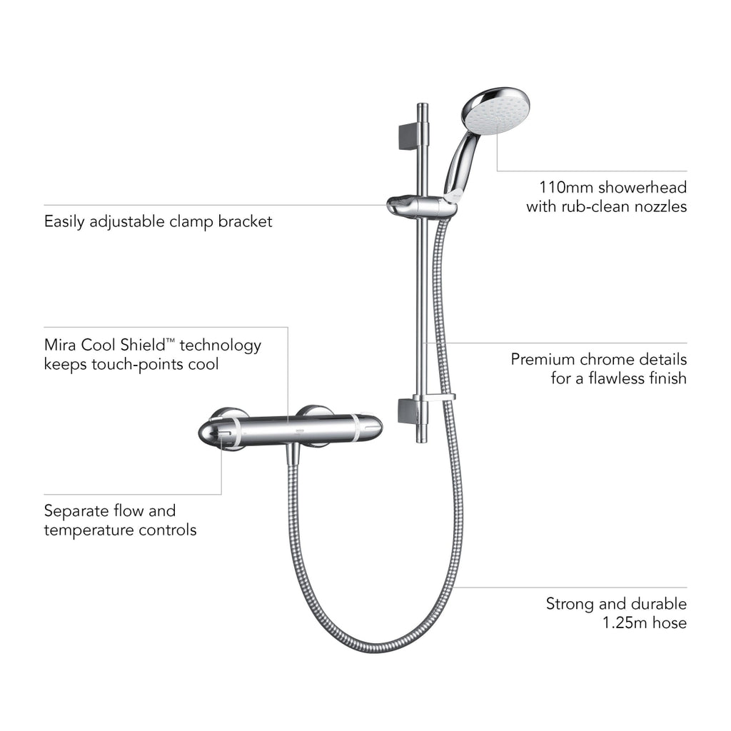 Mira Showers Coda Pro Thermostatic Single Outlet Shower & Kit Chrome 1.1836.005.