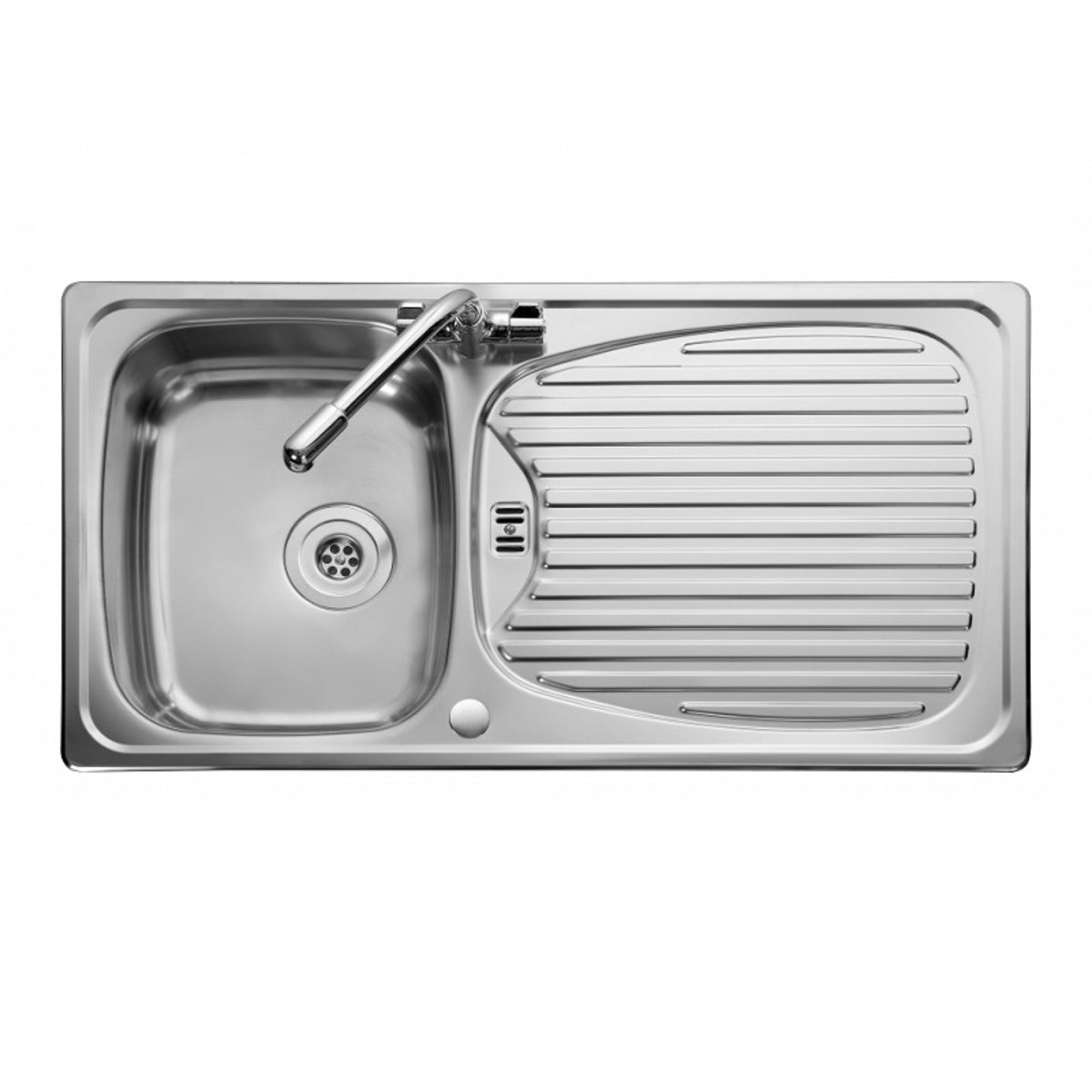 Aga Rangemaster Leisure Euroline 1.5 Bowl Inset Kitchen Sink With Tap & Waste Kit Polished Stainless Steel.