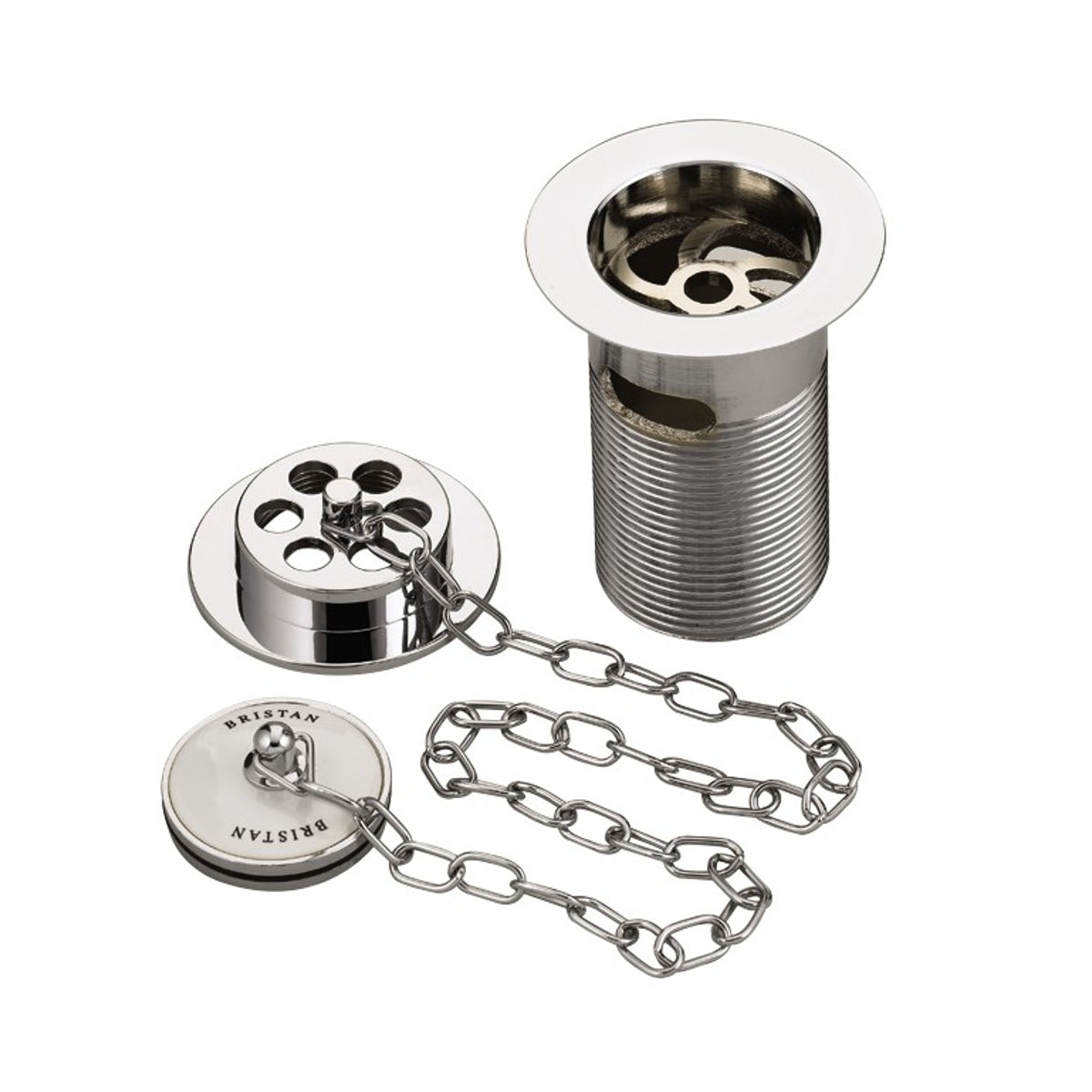 Bristan Traditol Bath Waste with Porcelain Plug Slotted Chrome W BATH01 C