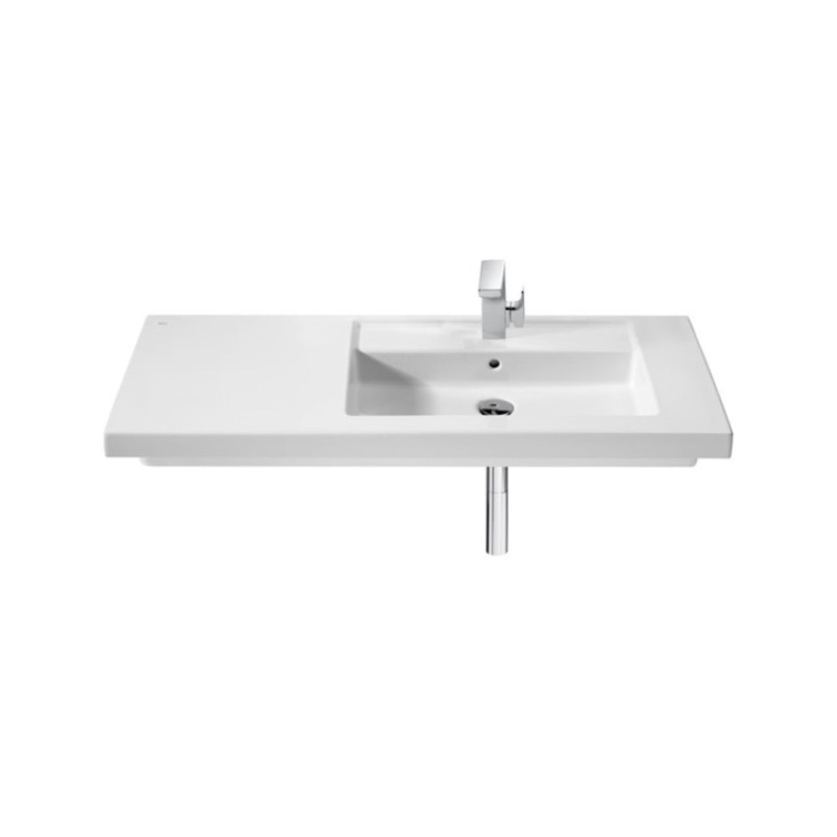Roca Prisma Wall-hung/vanity Basin 900 x 450mm Right-hand Bowl with Left-hand Shelf - 1 Taphole