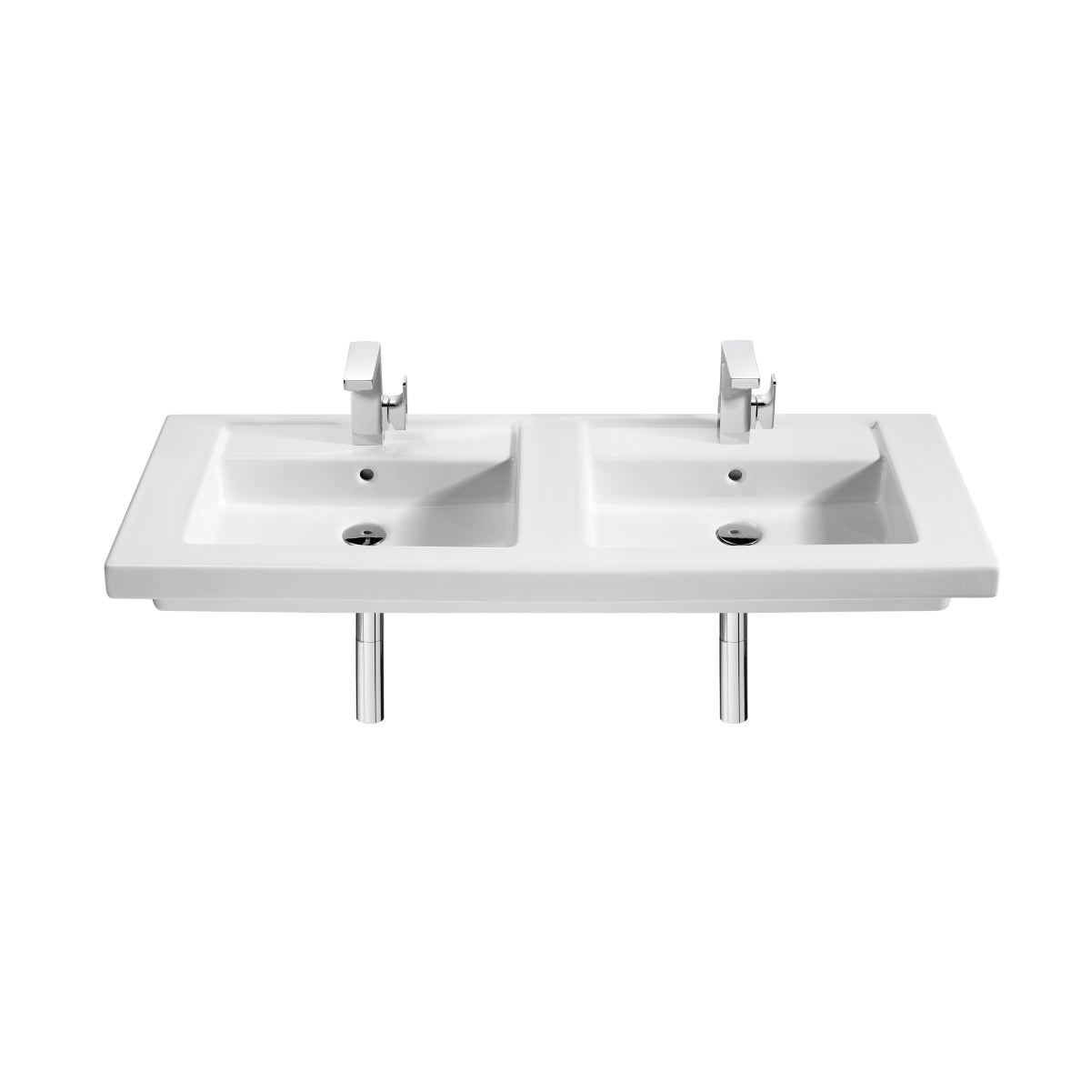 Roca Prisma Wall-hung/vanity Double Basin 1200 x 450mm - 1 Taphole Per Bowl