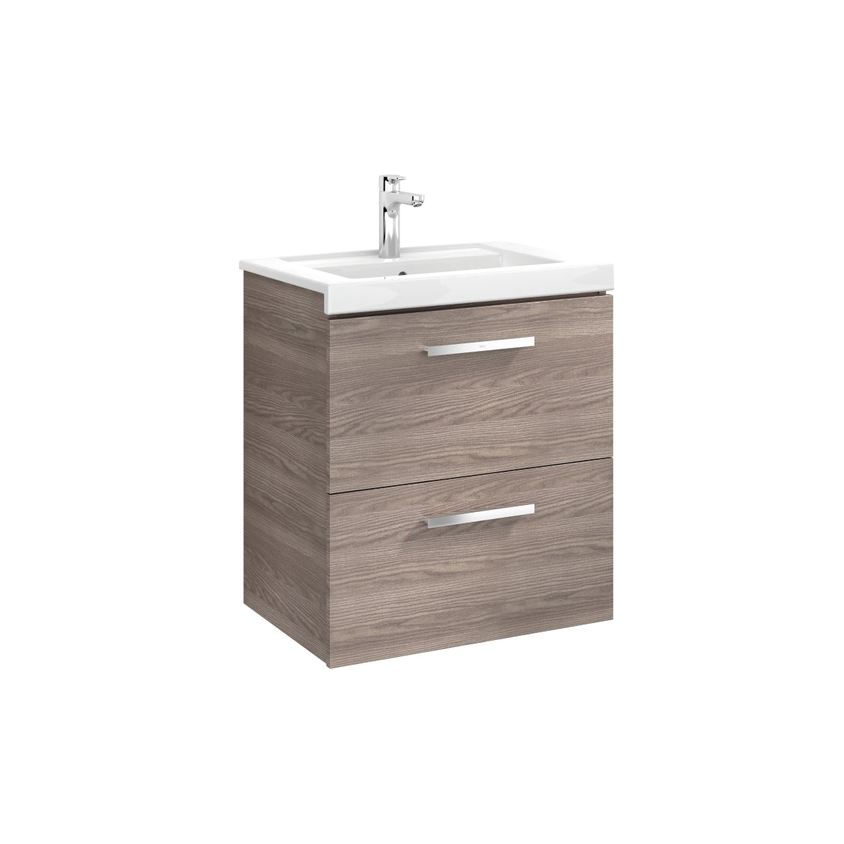 Roca Prisma Base Unit 590 x 450mm - 2 Soft-close Drawers - Gloss Anthracite Grey