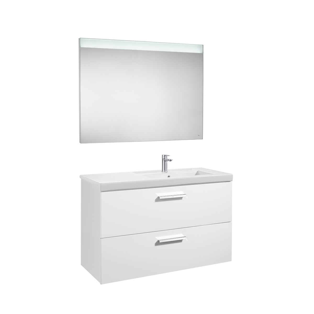 Roca Prisma Base Unit 890 x 450mm - 2 Soft-close Drawers - Gloss White