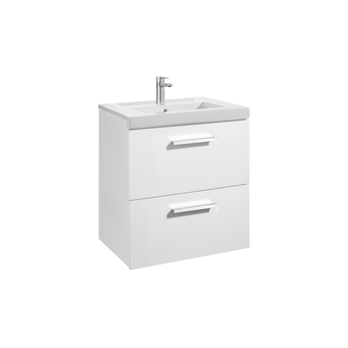 Roca Prisma Base Unit 590 x 450mm - 2 Soft-close Drawers - Gloss White