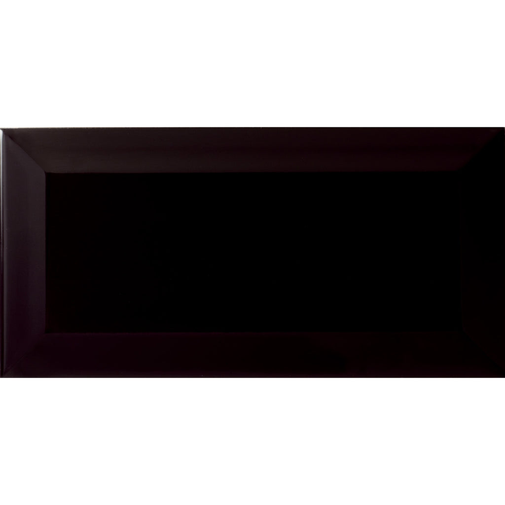 Johnson Tiles Bevel Black Gloss Ceramic Tile 100 x 200mm Pack of 50