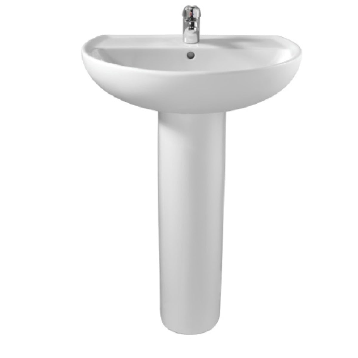 Twyford Alcona  1 Taphole 550mm Basin And Full Pedestal White