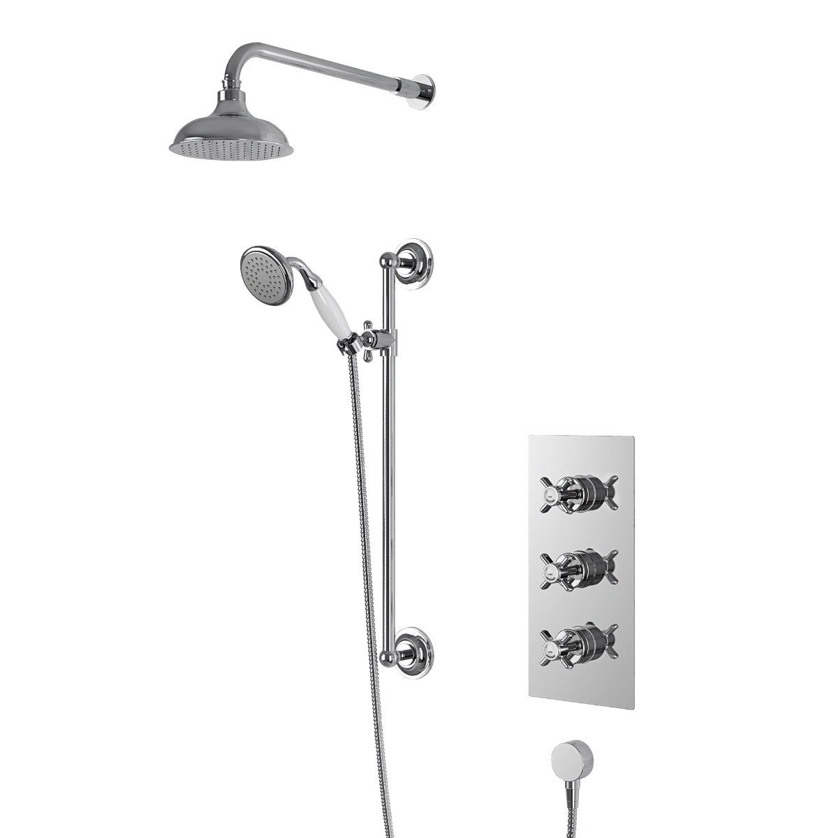 Heritage Dawlish Concealed Shower with Premium Fixed Head and Flexible Kit Chrome
