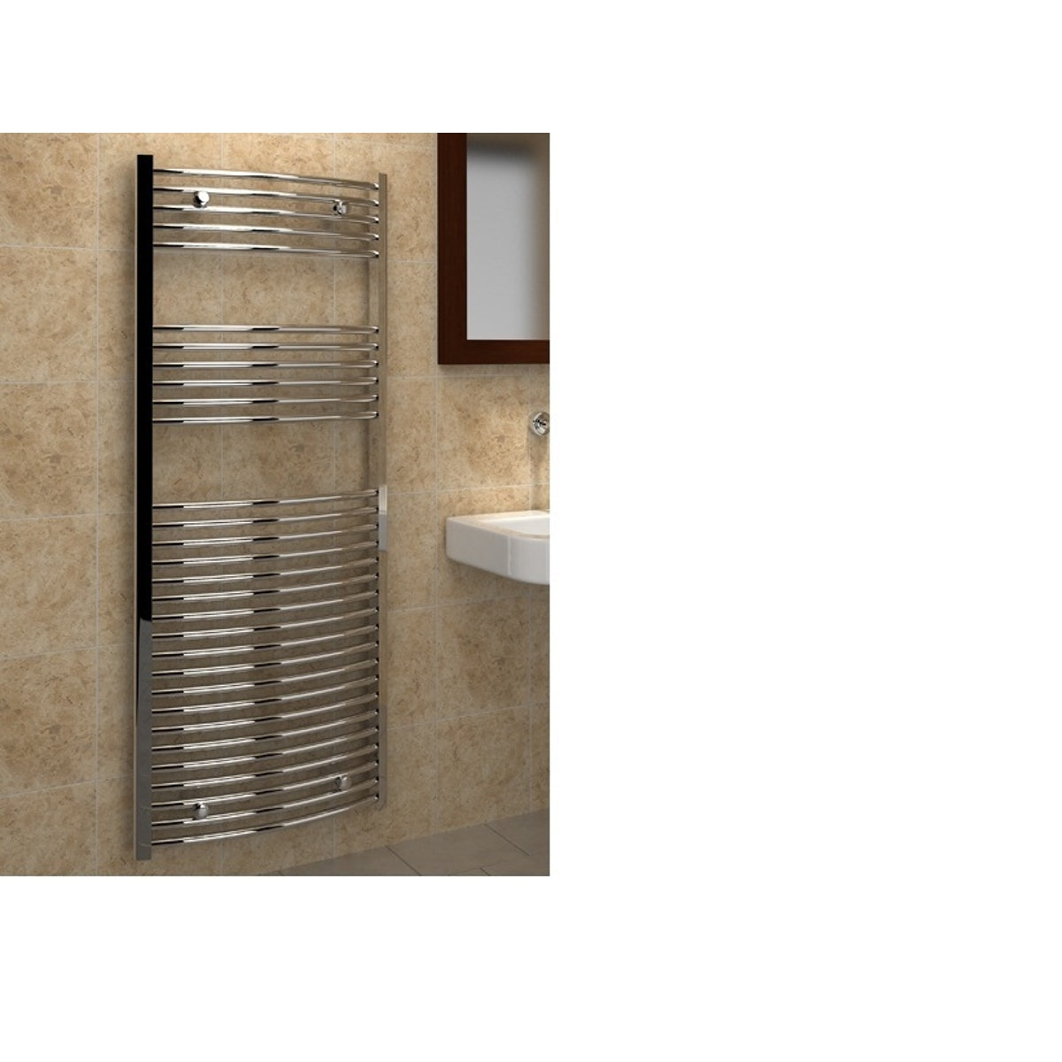 Vitellio Curved Chrome Towel Rail 1800 x 750mm  BB