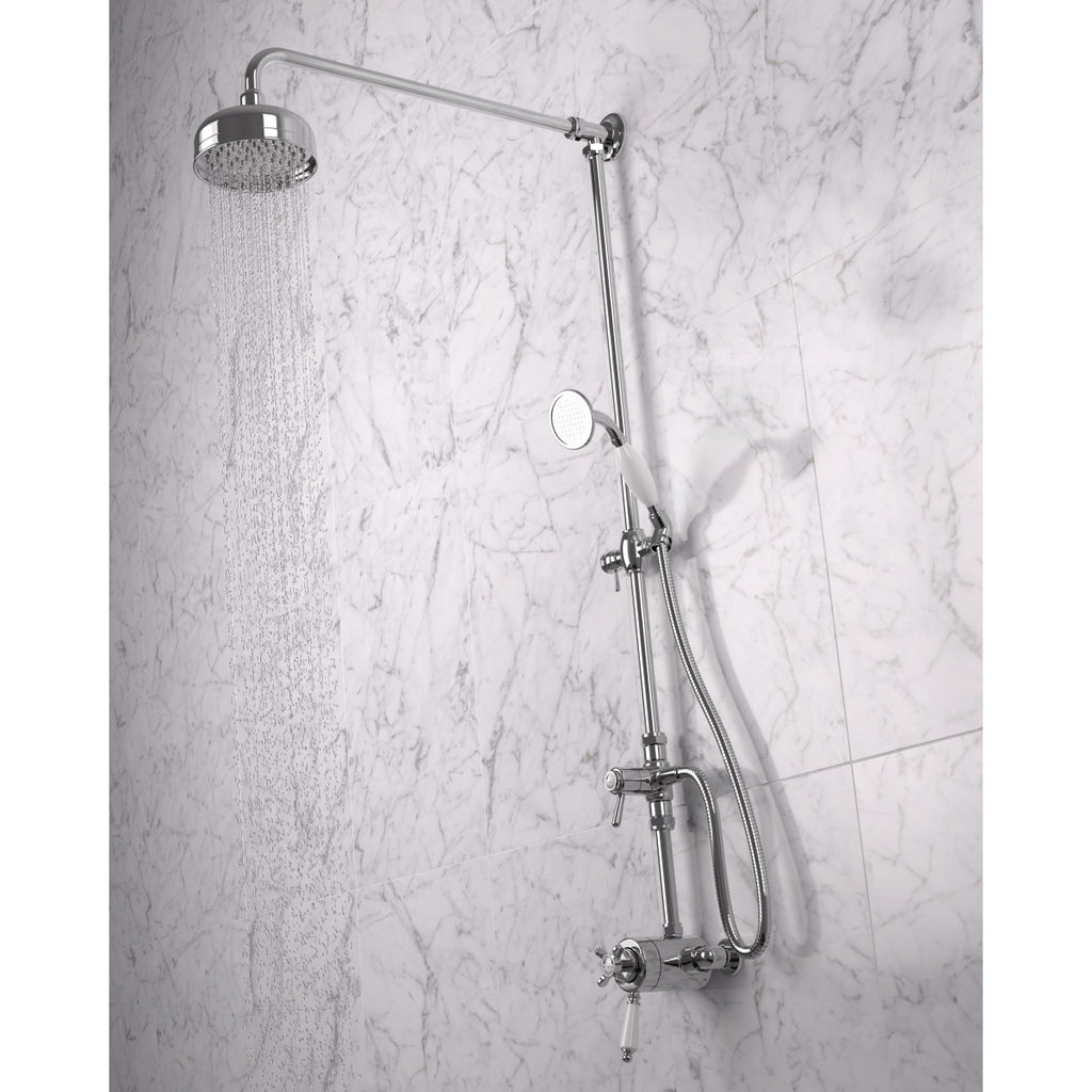 Bristan 1901 Exposed Concentric Chrome Shower Valve with Diverter and Rigid Riser Kit N2 CSHXDIV C.
