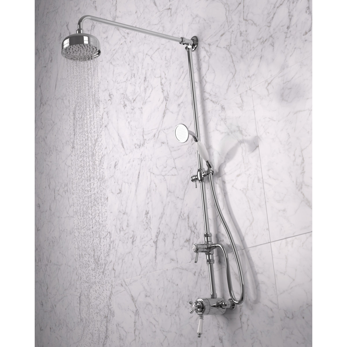 Bristan 1901 Exposed Concentric Chrome Shower Valve with Diverter and Rigid Riser Kit N2 CSHXDIV C.