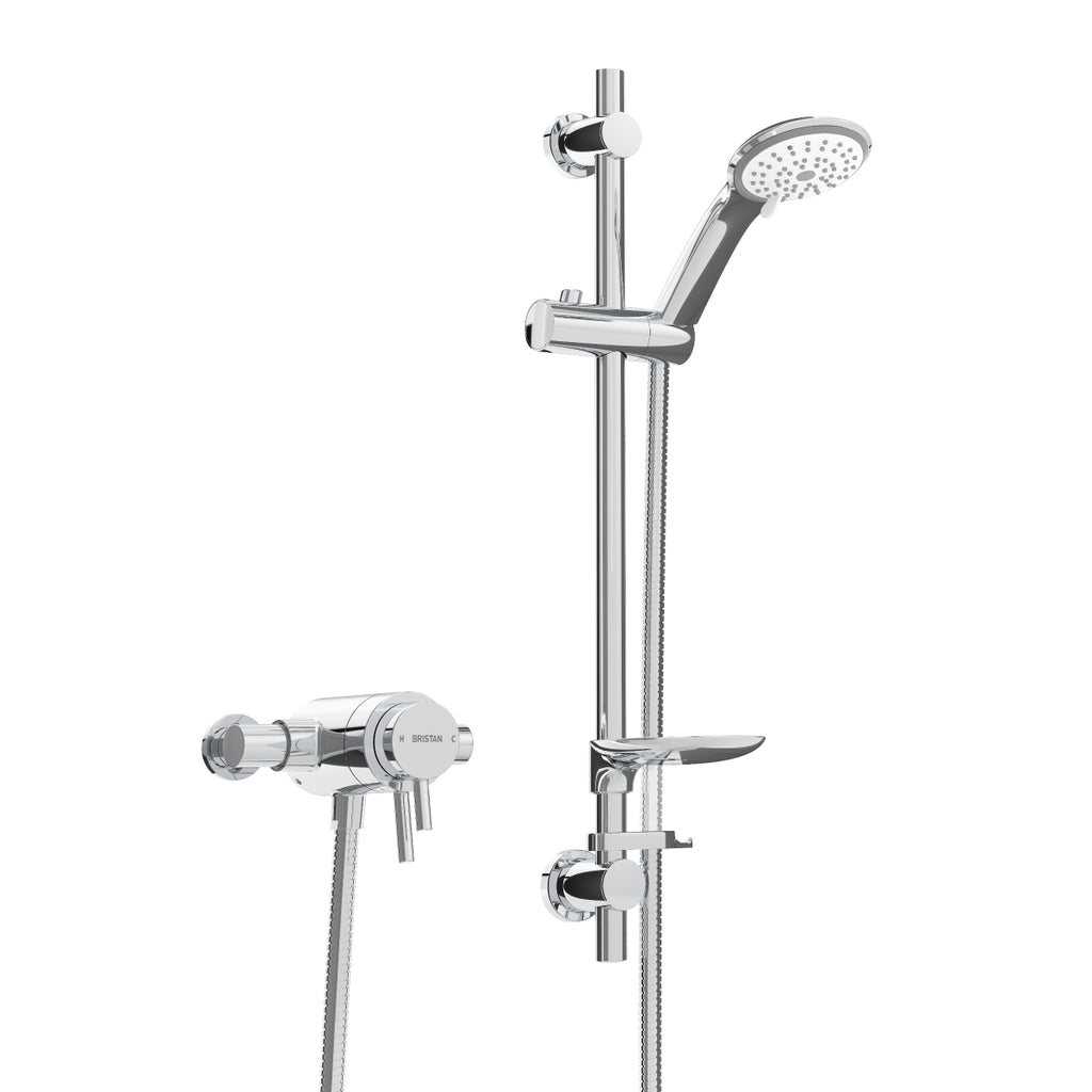 Bristan Prism Exposed Concentric Chrome Shower Valve with Adjustable Riser Kit PM2 CSHXAR C.