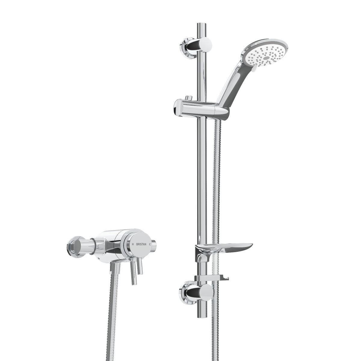 Bristan Prism Exposed Concentric Chrome Shower Valve with Adjustable Riser Kit PM2 CSHXAR C.