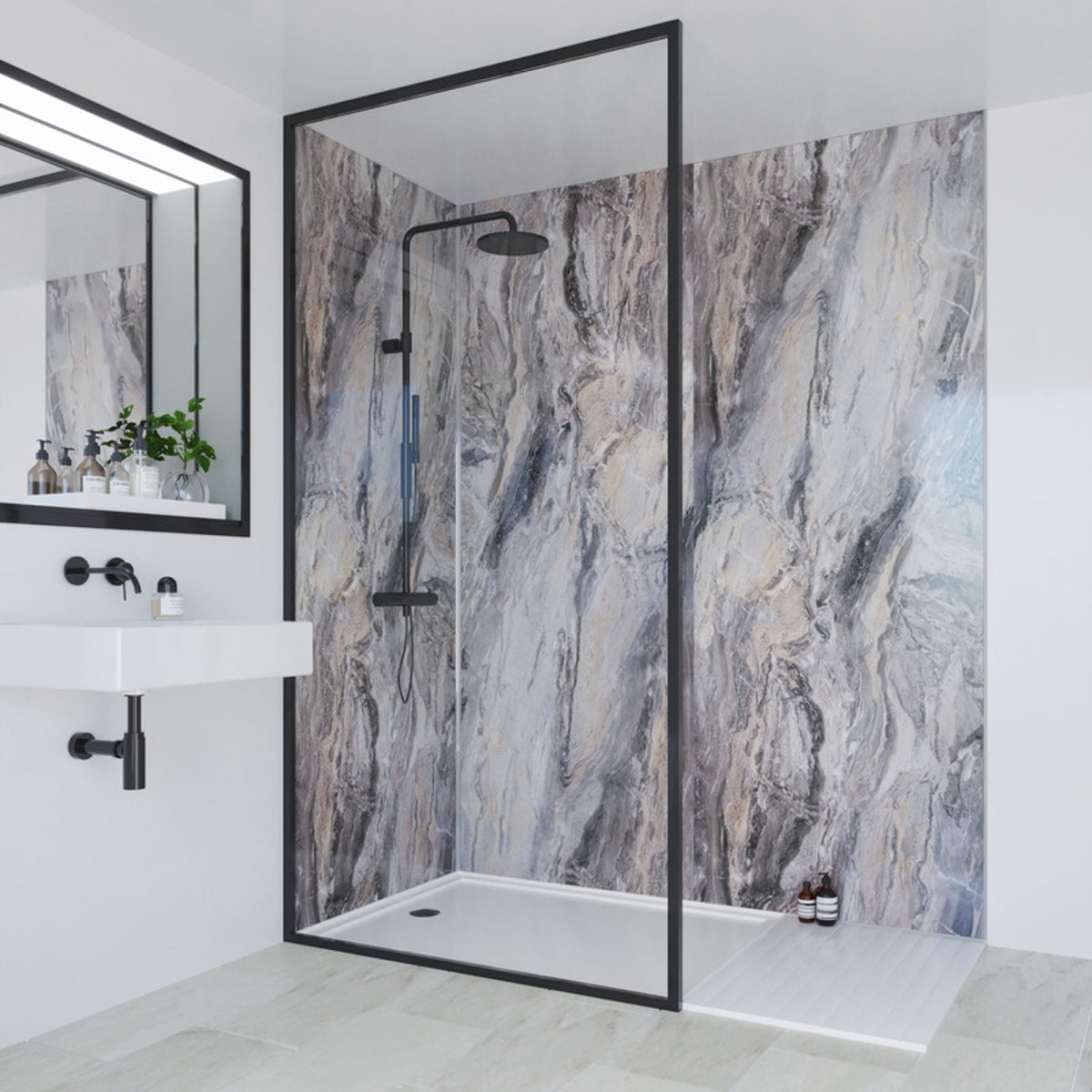 Multipanel Classic Bathroom Wall Panel Unlipped 2400 x 1200mm Cappuccino Stone 7256 MP7256SHR.