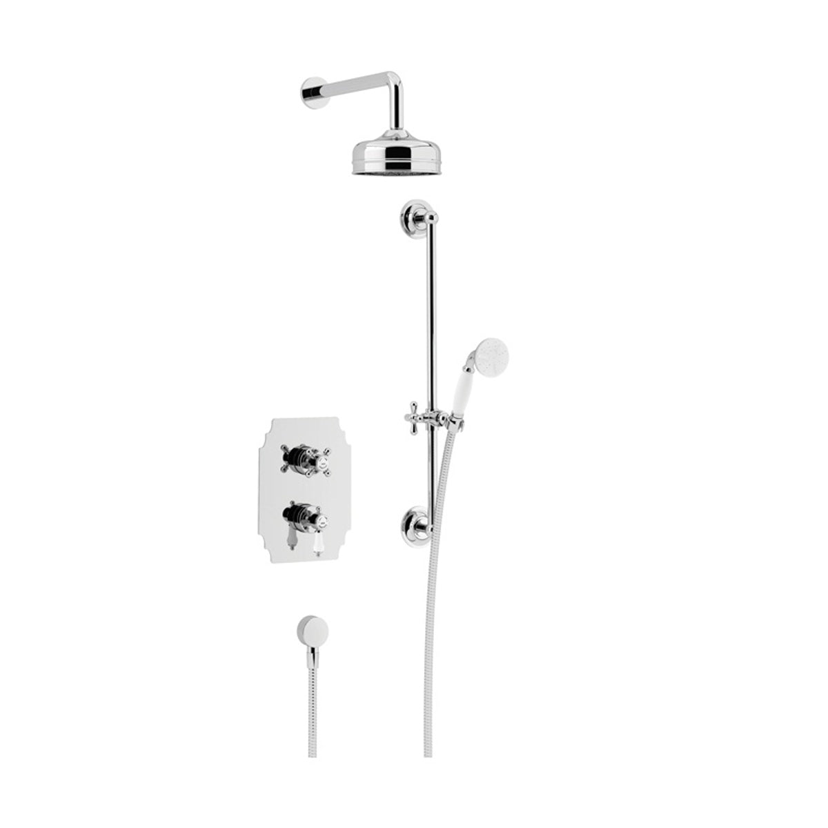 Heritage Glastonbury Recessed Thermostatic Dual Control Shower Valve with Premium Fixed Head Kit Chrome