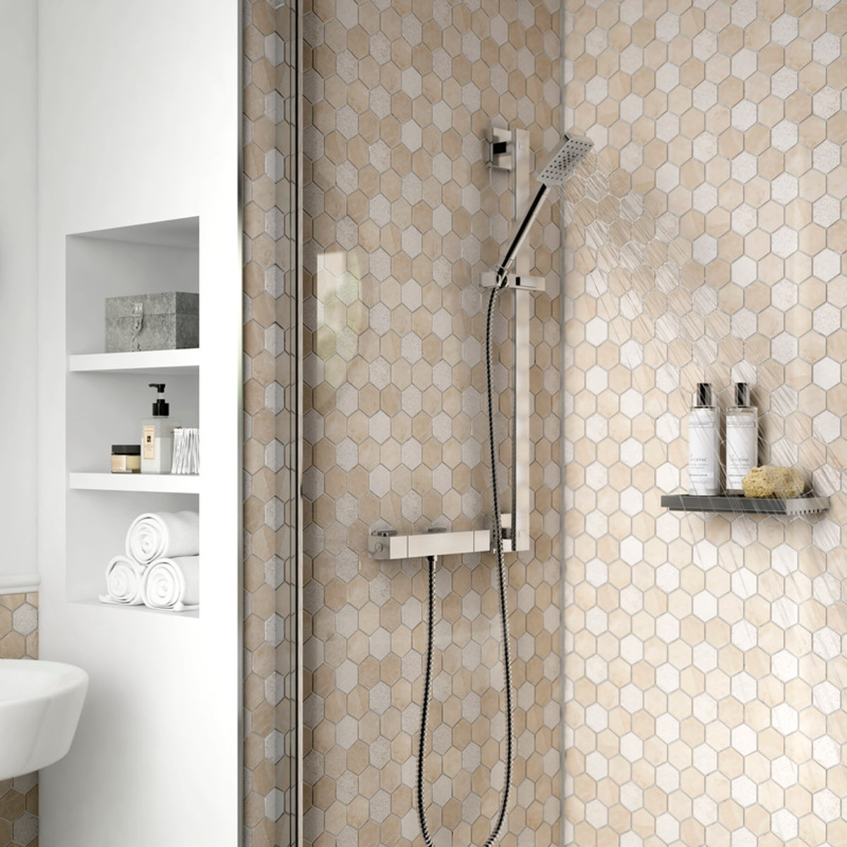 Verona Stone Company Vanilla Cream Hexagon Marble Mosaic 260 mm x 295 mm Per Sheet S20124.