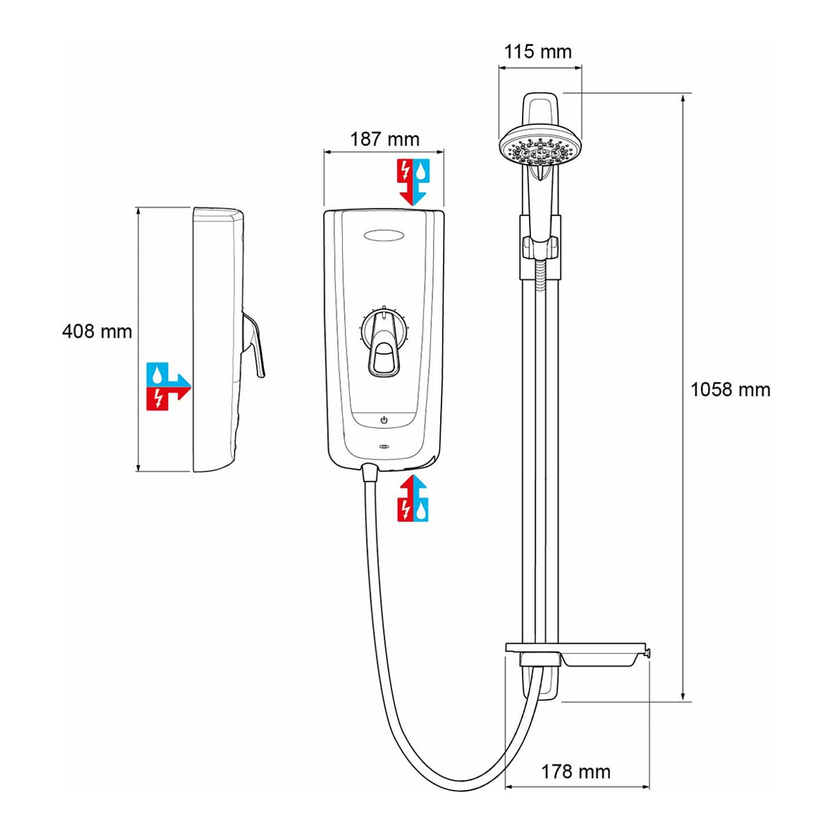 Mira Advance Flex Thermostatic Electric Shower White 8.7 KW 1.1785.003.