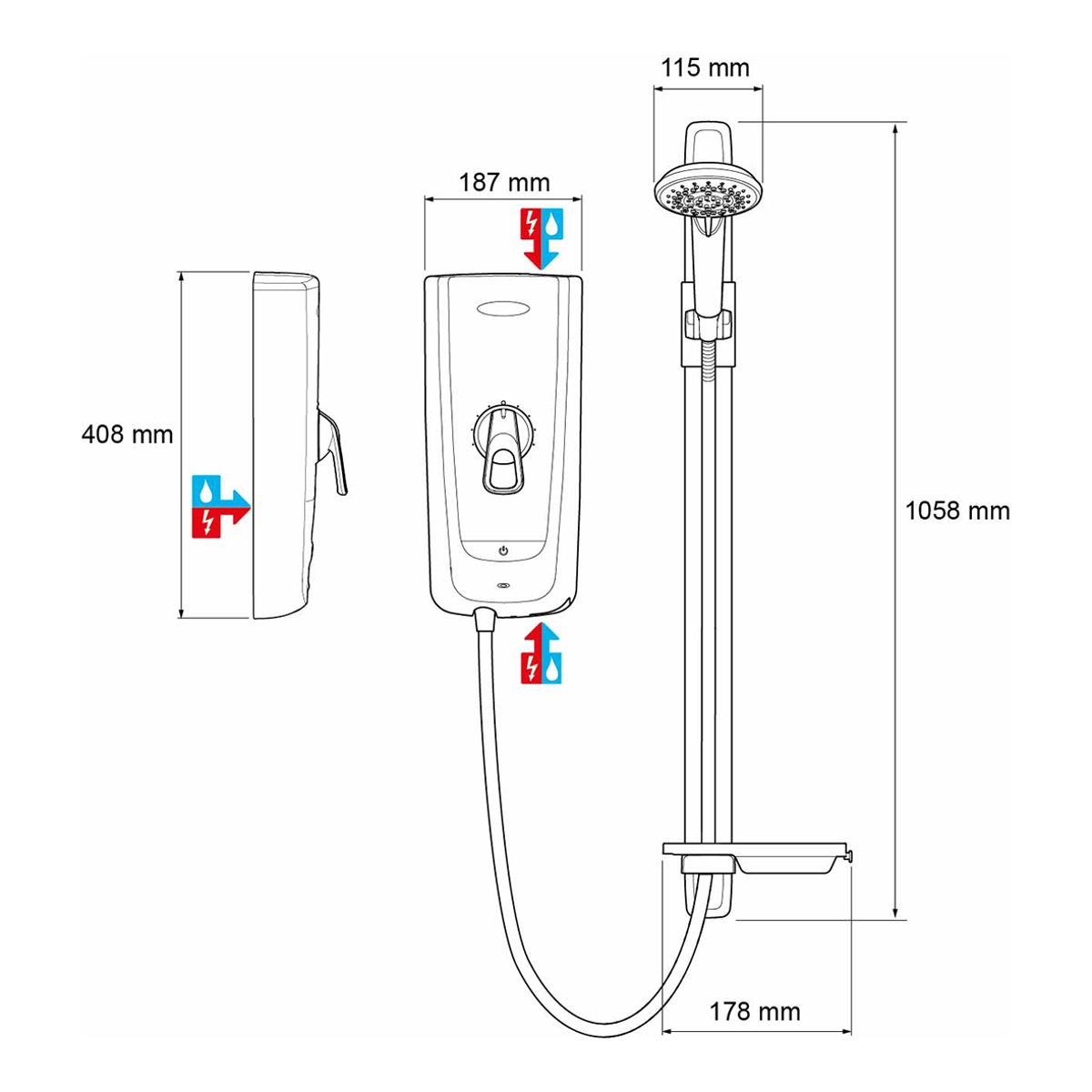 Mira Advance Flex Thermostatic Electric Shower 9.8kW White 1.1785.004.
