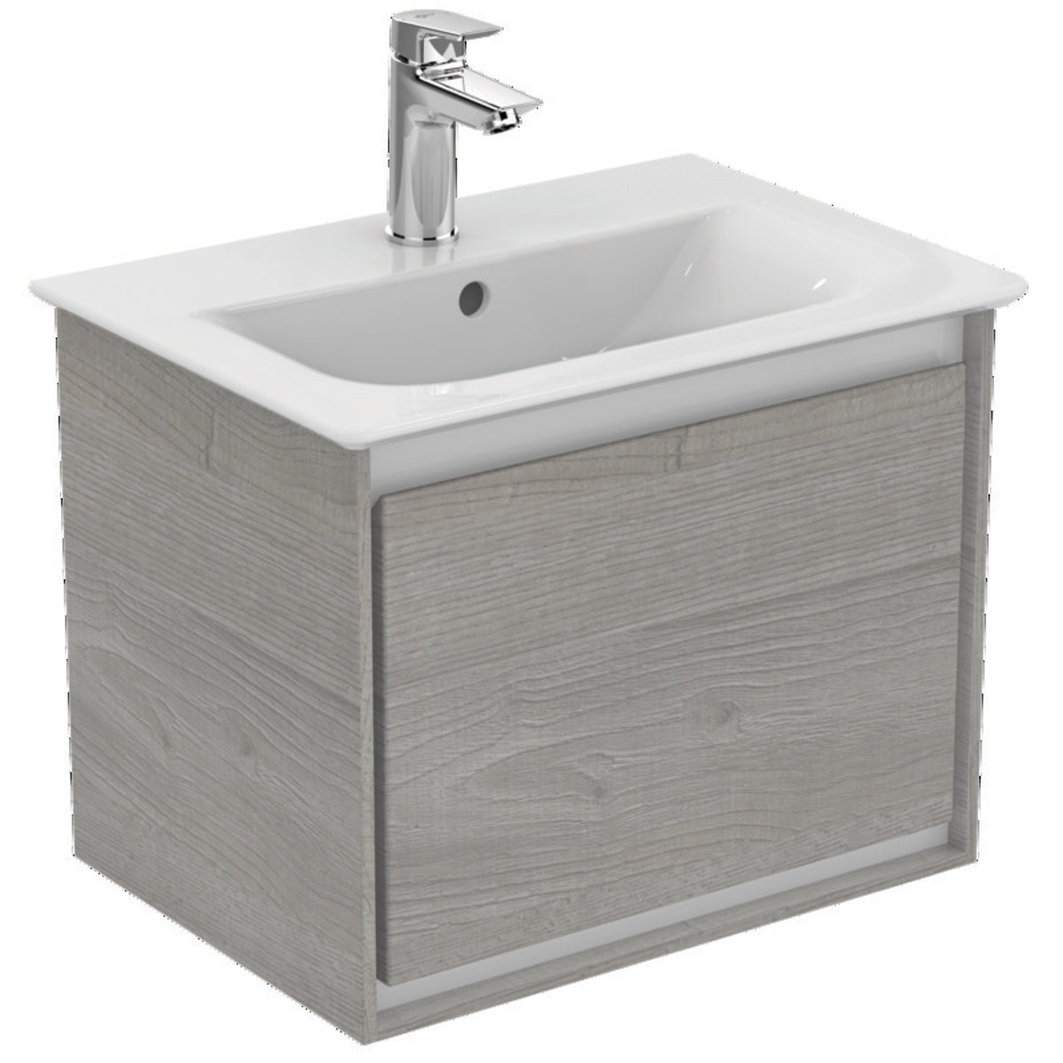 Ideal Standard Philosophy Furniture - 1 Drawer Mini Vanity Unit 500W x 400H x 360mmD, Gloss White with Matt Grey Trim