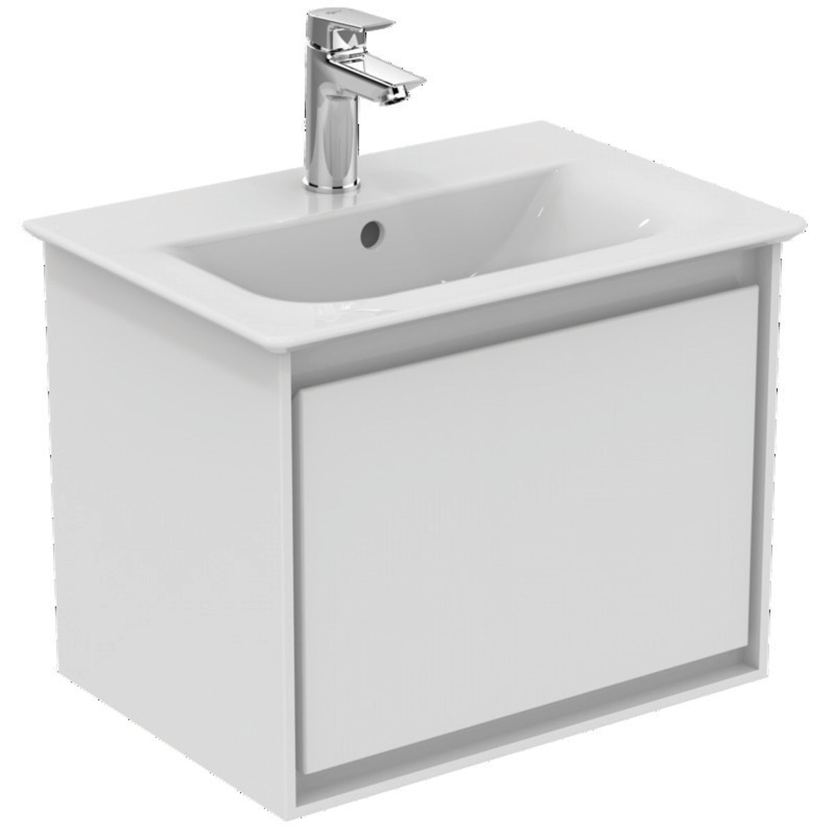 Ideal Standard Philosophy Furniture - 1 Drawer Wash Basin Unit 550W x 400H x 412mmD, Gloss White with Matt White Trim.