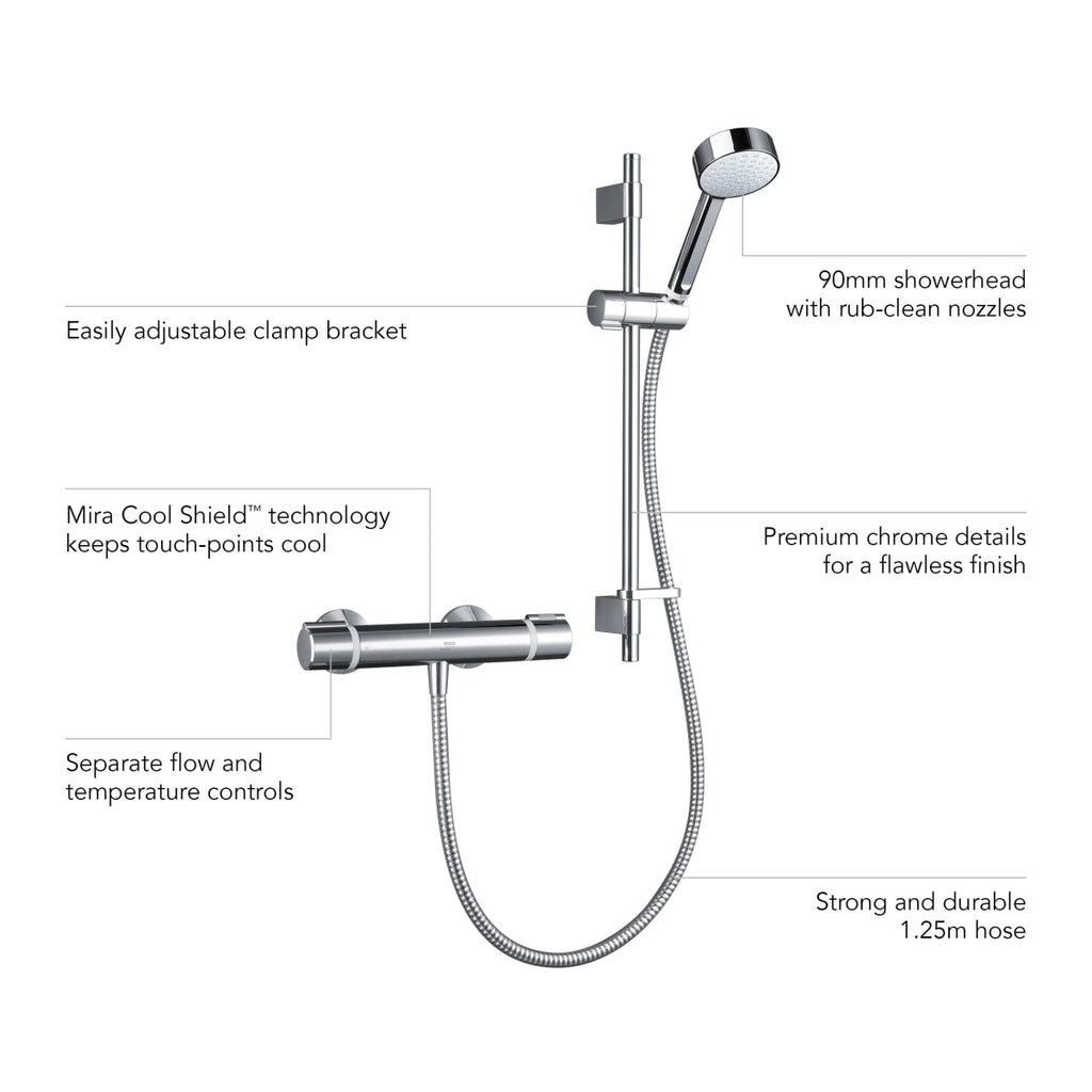 Mira Relate EV Single Outlet Thermostatic Bar Shower Mixer Chrome 2.1878.001