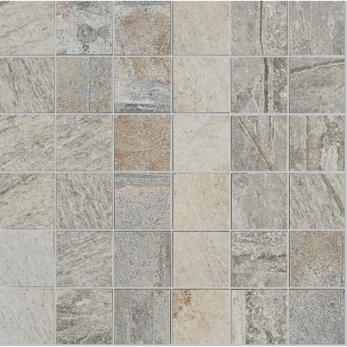 Johnson Tiles Aspen Mosaic Porcelain Matt Tile Silver and Grey 300mm x 300mm